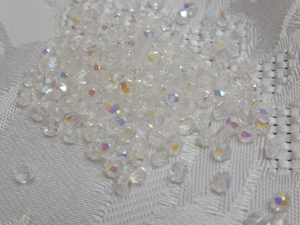 Glasschliffperlen 3mm cristall AB transparent