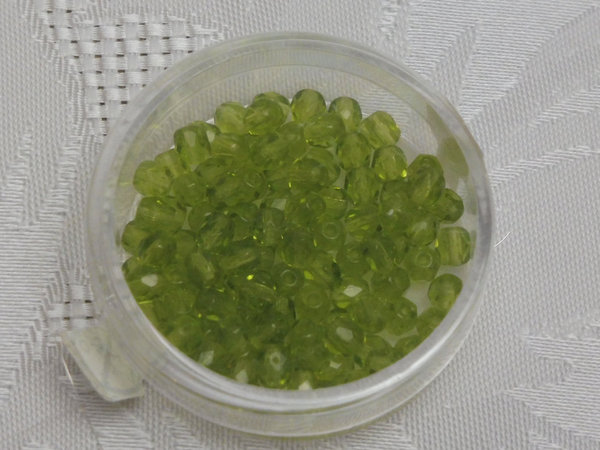 Glasschliffperlen 4 mm transp. oliv